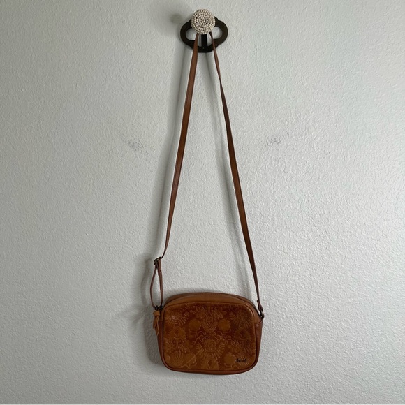 The Sak Leather Crossbody Tooled Floral Brown - Picture 2 of 5